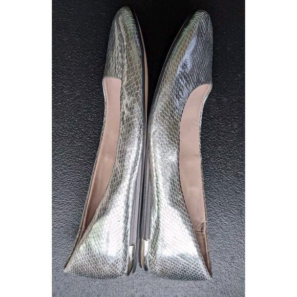 Calvin Klein Kosi Ballet Flats Silver Metallic Mini Python Size 7 - Picture 4 of 10